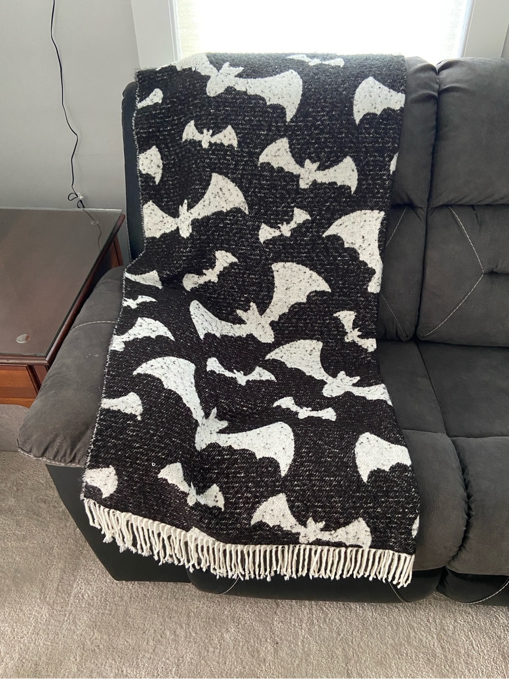 Well Dressed Home Reversible Bat Halloween Throw Blanket